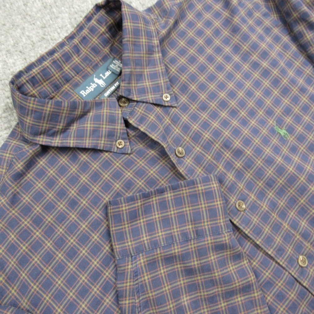 Ralph Lauren Shirt Mens Extra Large Black Plaid Custom Fit Soft Pony Logo
